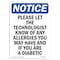 Signmission OSHA Notice, 7" Height, Please Let The Technologist Know Sign, 7" X 5", Portrait OS-NS-D-57-V-17515 - alternate 1